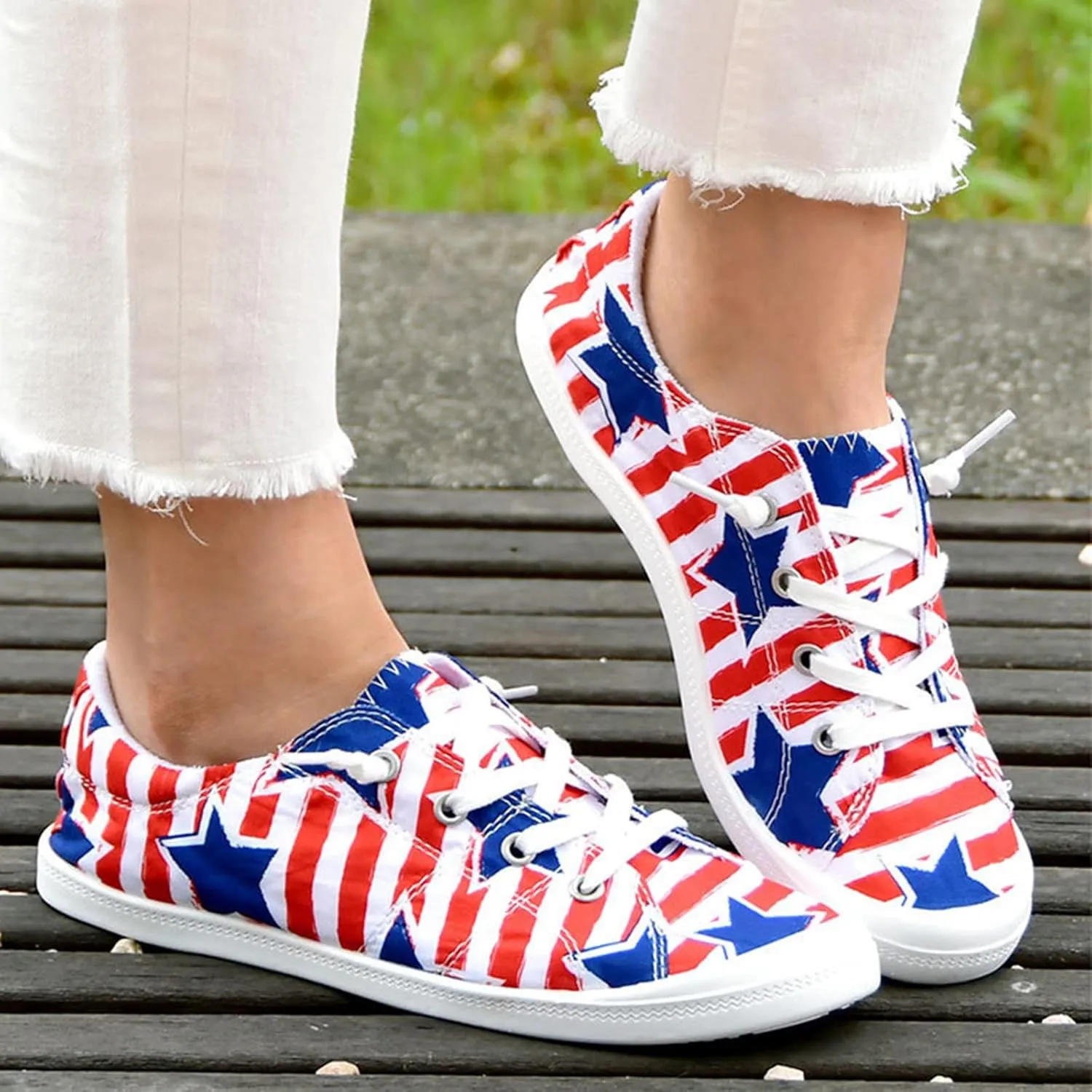 Womens Canvas Sneakers Low Top Lace Up Platform Slip-on Walking Shoes Fashion Flat Casual Shoes
