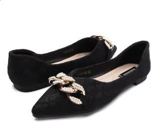 Women's Flats Pearl and Lace Embellished Pointed Toe Dress Shoes Comfortable Women's Flats Women's White Flats