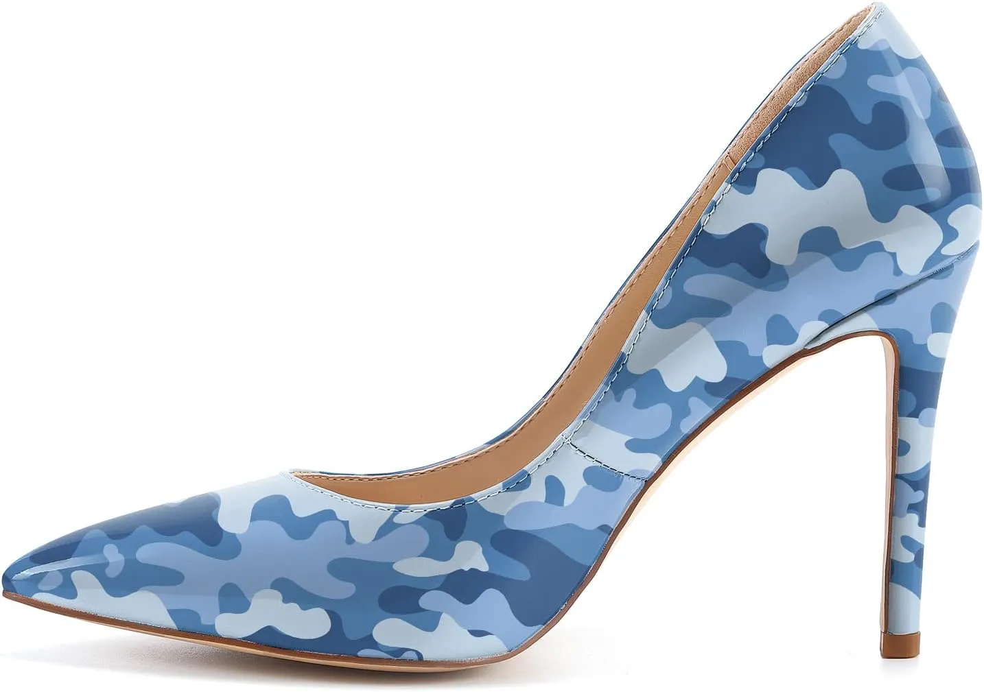 Womens High Stiletto Heels Multicolor Floral Printed Closed Toe Sexy Rivets Pumps Shoes