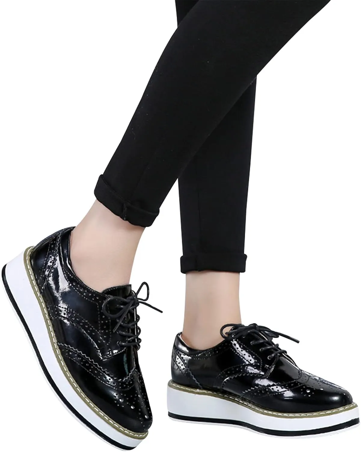 Women's Lace-Up Brogues Platform Creepers Casual Trainers Shoes
