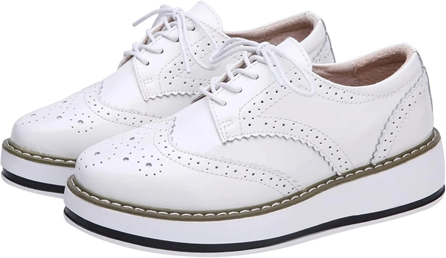 Women's Lace-Up Brogues Platform Creepers Casual Trainers Shoes