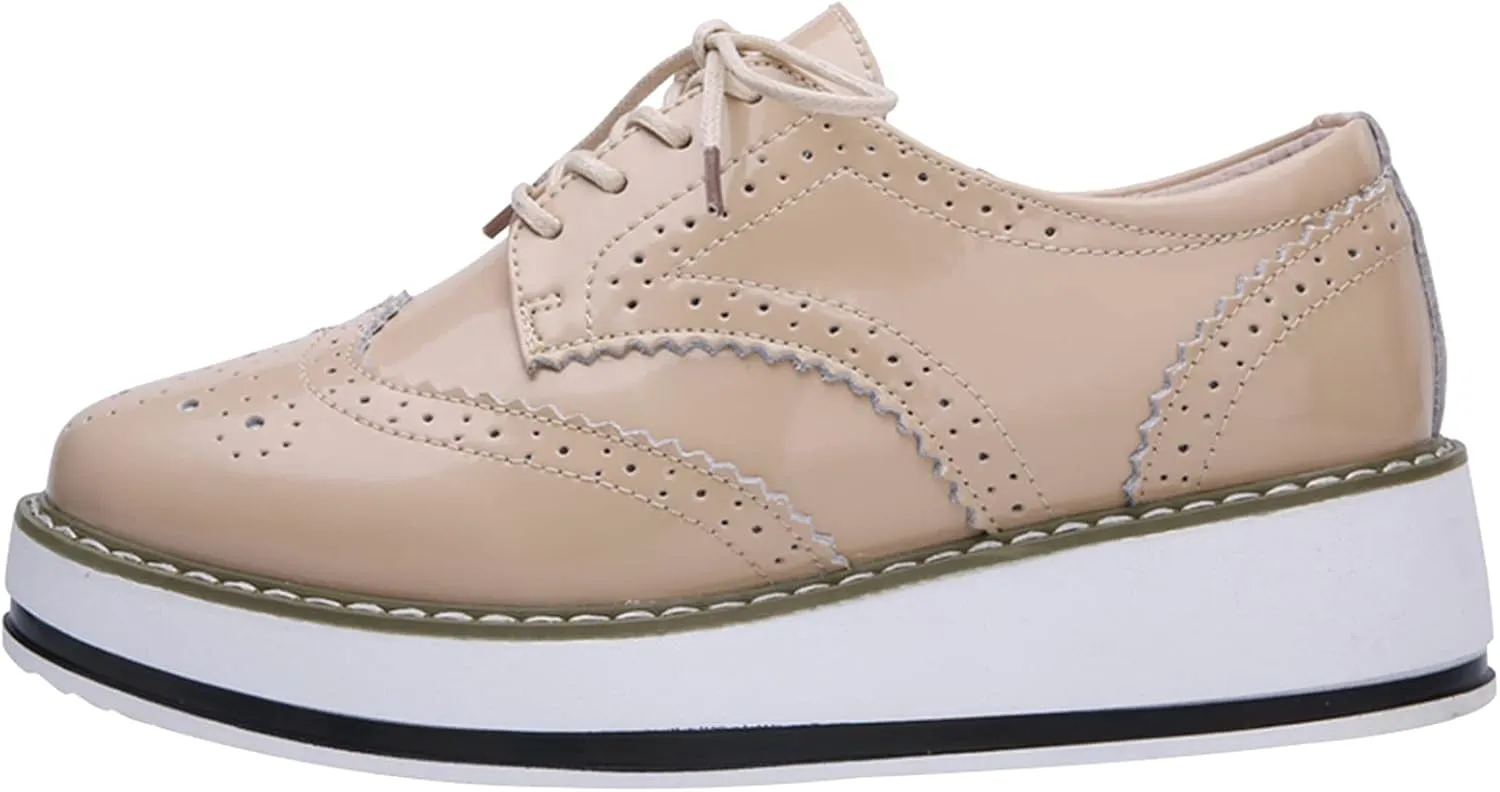 Women's Lace-Up Brogues Platform Creepers Casual Trainers Shoes