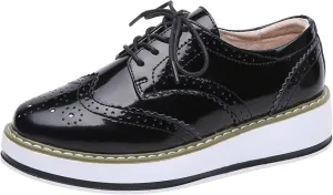 Women's Lace-Up Brogues Platform Creepers Casual Trainers Shoes