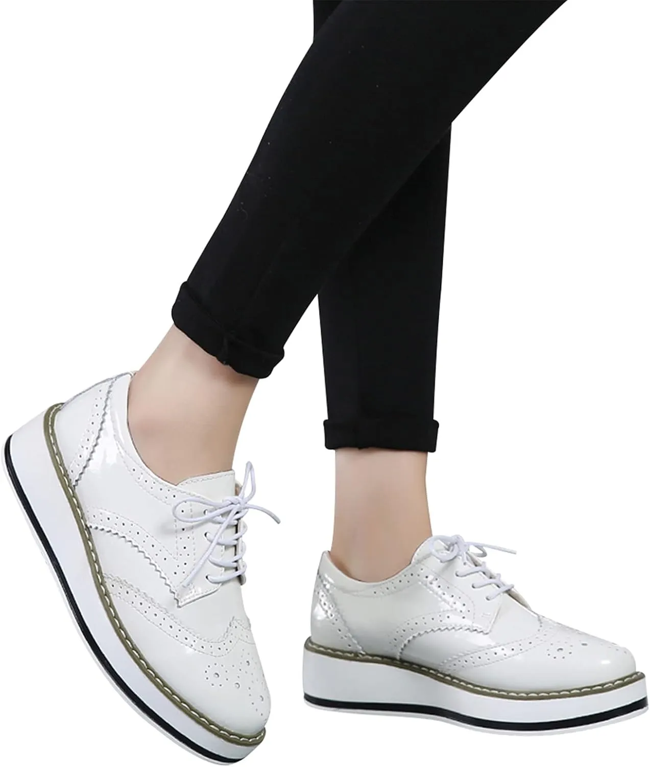 Women's Lace-Up Brogues Platform Creepers Casual Trainers Shoes