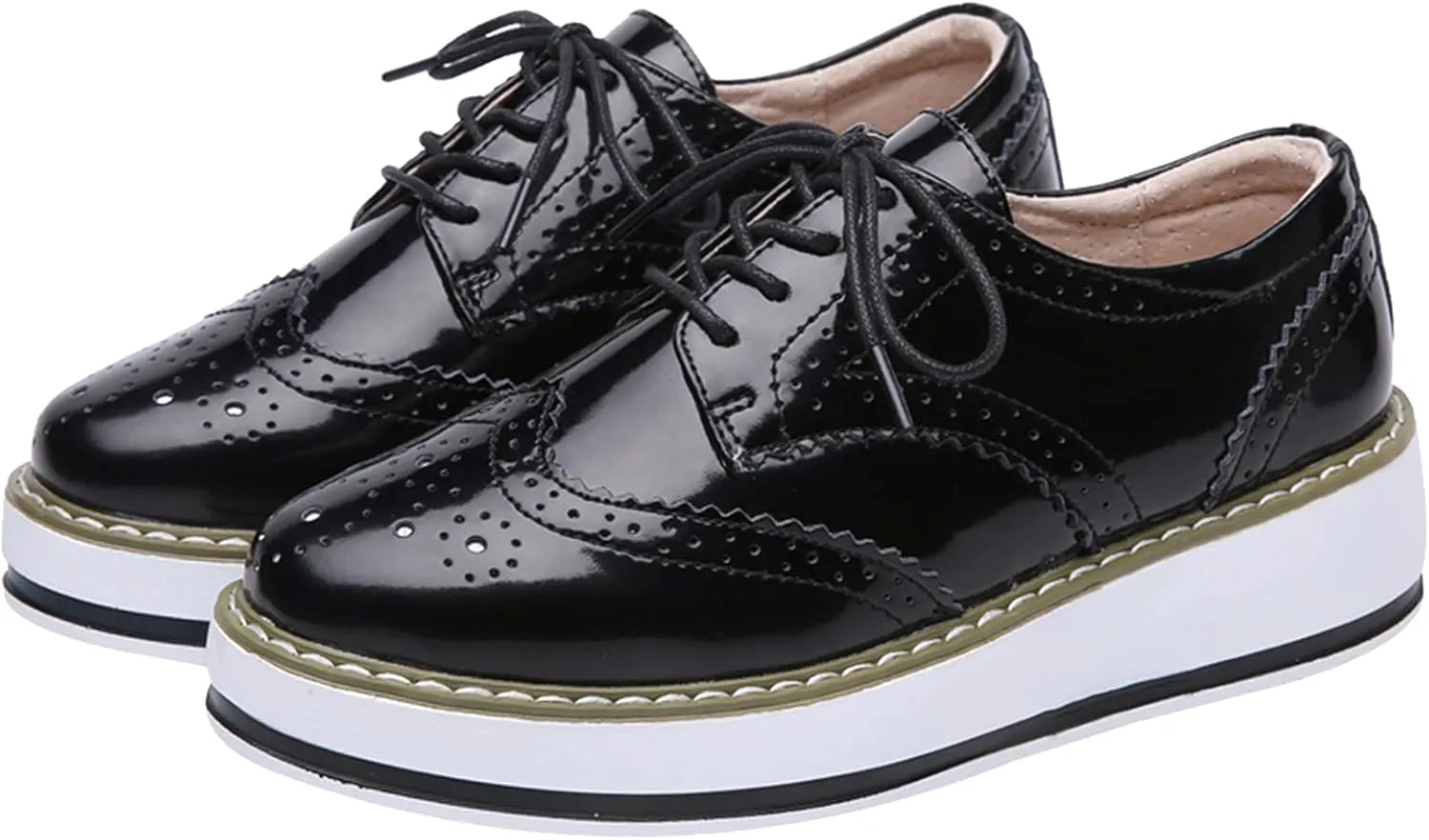 Women's Lace-Up Brogues Platform Creepers Casual Trainers Shoes