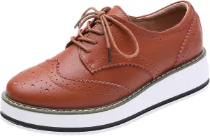 Women's Lace-Up Brogues Platform Creepers Casual Trainers Shoes