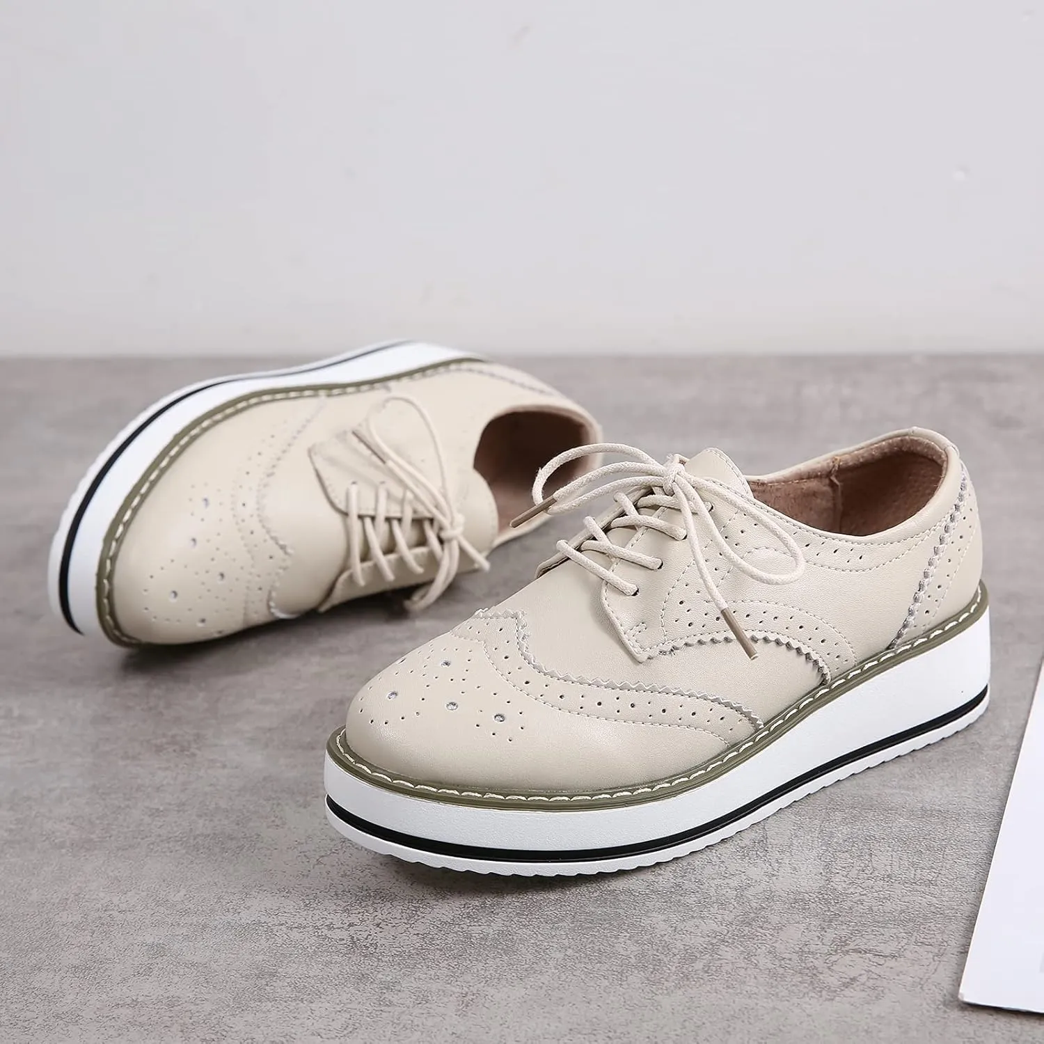 Women's Lace-Up Brogues Platform Creepers Casual Trainers Shoes