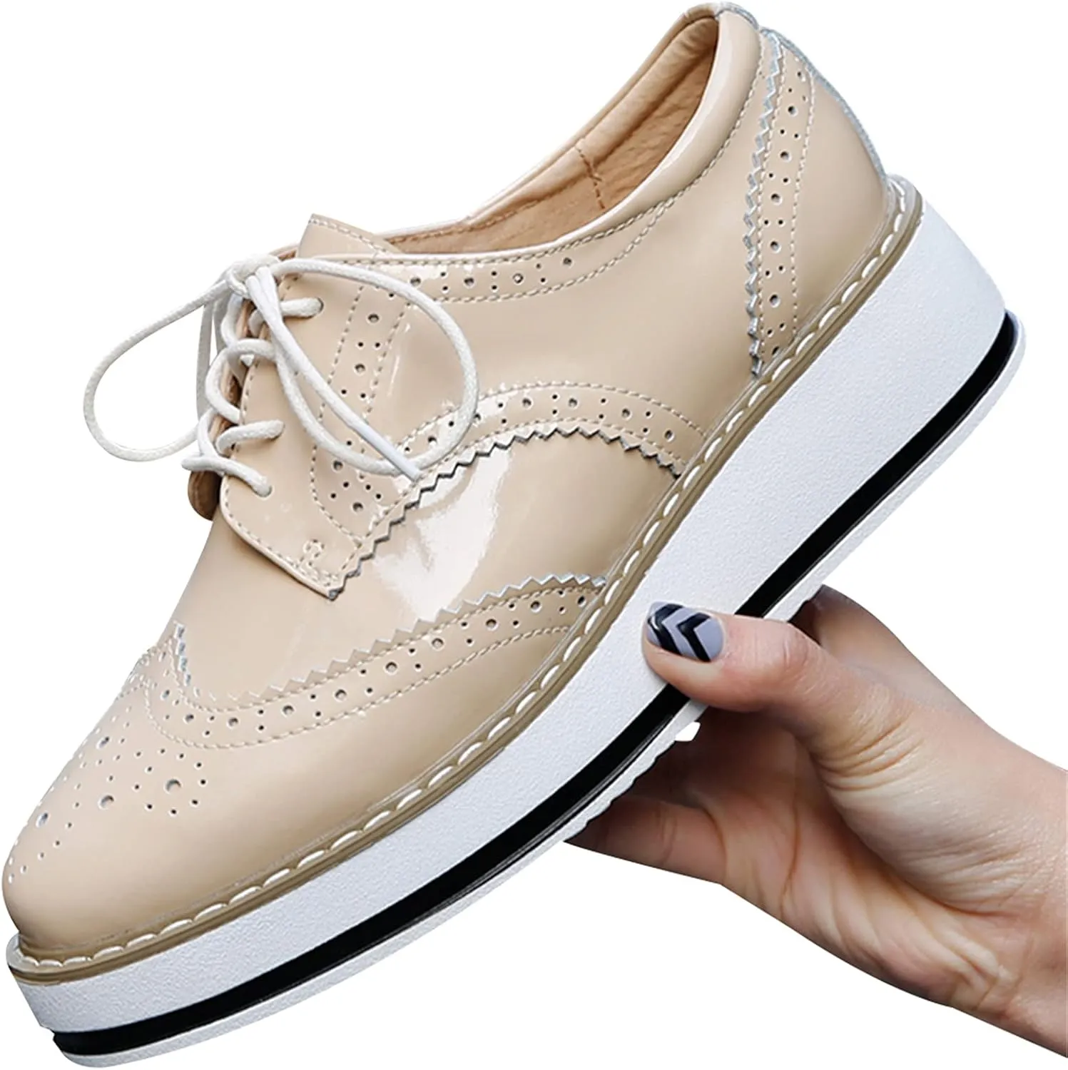 Women's Lace-Up Brogues Platform Creepers Casual Trainers Shoes