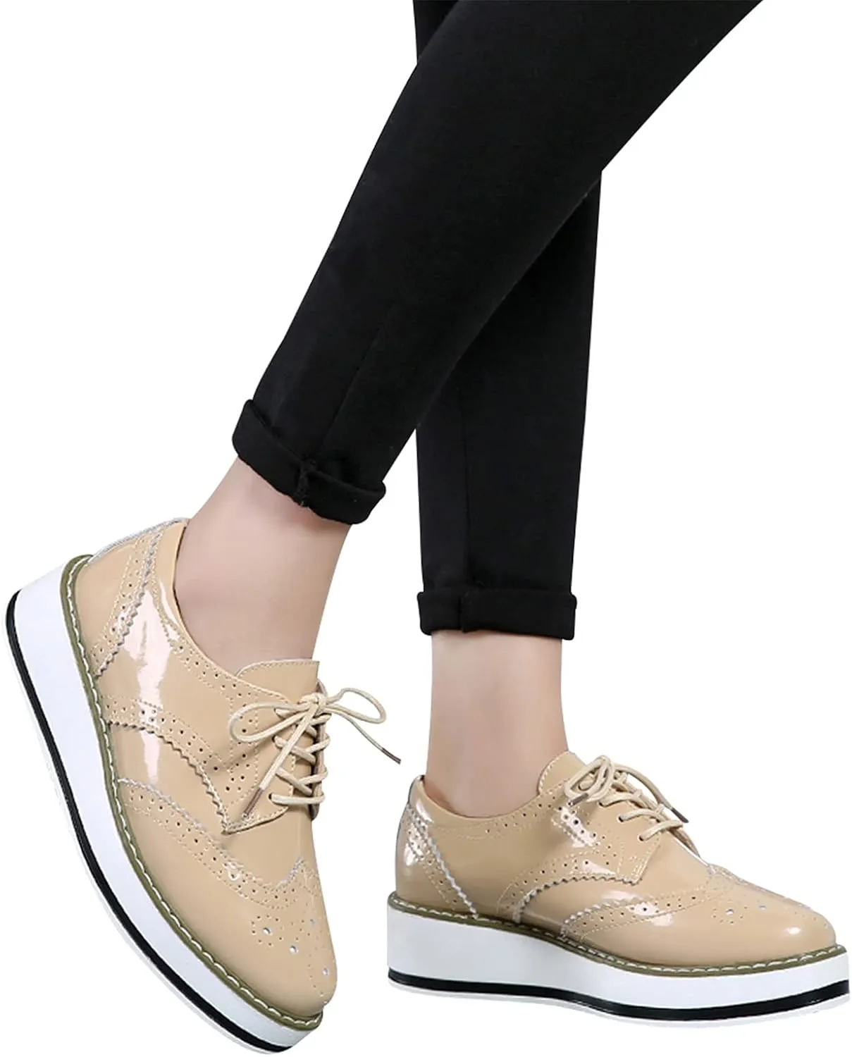 Women's Lace-Up Brogues Platform Creepers Casual Trainers Shoes