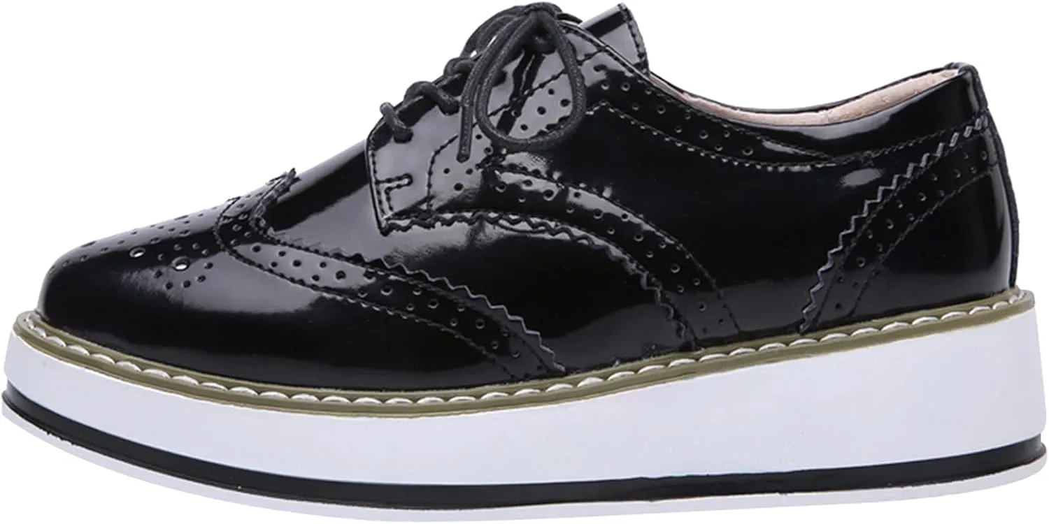 Women's Lace-Up Brogues Platform Creepers Casual Trainers Shoes