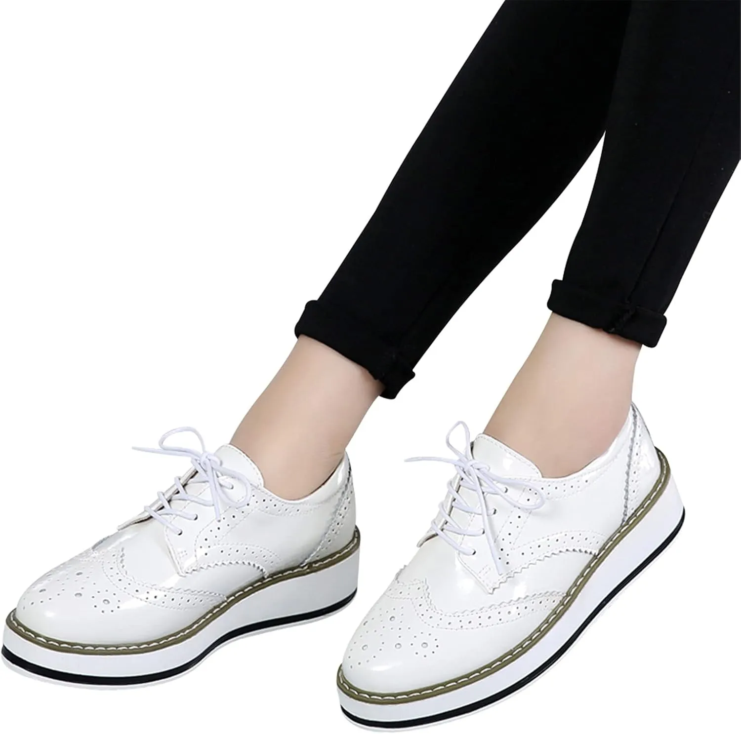 Women's Lace-Up Brogues Platform Creepers Casual Trainers Shoes