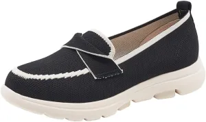 Women's Lightweight Knitted Walking Shoes Thick Sole with Arch Support Knitted Casual Shoes Mesh Hollow One Stirrup Mule Shoes