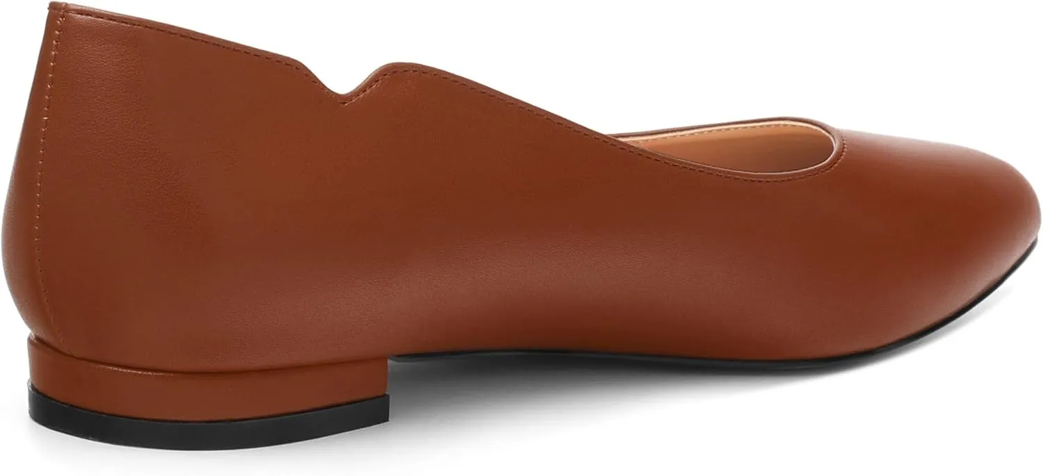 Women's Pointed Toe Ballet Flats Casual Low Heel Pumps V-Shaped Notches Slip On Comfort Dress Party Office Shoes for Women