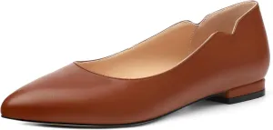 Women's Pointed Toe Ballet Flats Casual Low Heel Pumps V-Shaped Notches Slip On Comfort Dress Party Office Shoes for Women