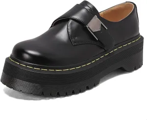 Women's Retro Stitching Penny Loafers Closed Round Toe Mid Chunky Heel Platform Adjustable Buckle Comfortable Work Vintage Mary Jane Shoes Business Casual Moccasins Oxford Shoes