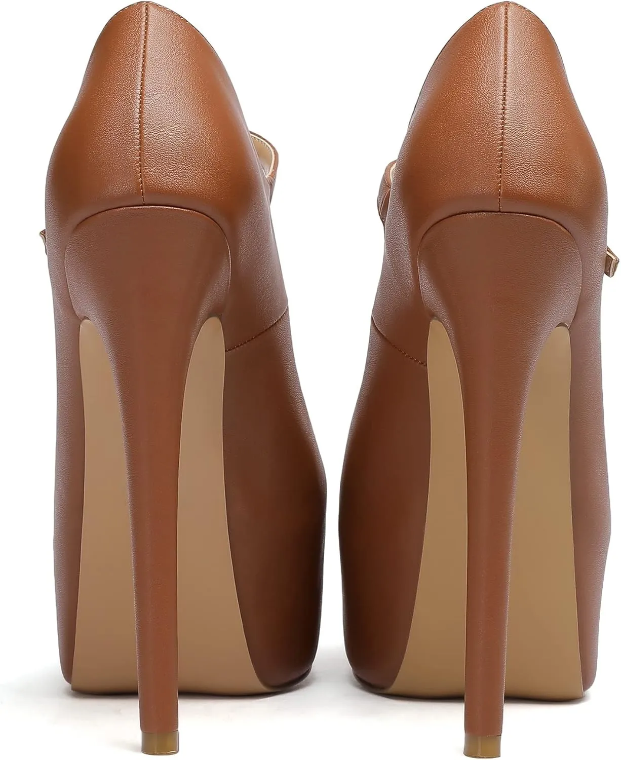 YODEKS Women's Round Toe Shoes with Ankle Strap 6" Platform Stiletto Heels Exquisite Pumps Heel Mary Jane for Gathering