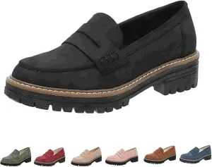ZSpzx Women's Penny Loafers 2025, Comfortable Dressy Platform Chunky Loafers, Slip On Work Office Business Casual Dress Shoes, Brown, One Size Fits Most, Large