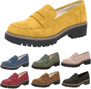 ZSpzx Women's Penny Loafers 2025, Comfortable Dressy Platform Chunky Loafers, Slip On Work Office Business Casual Dress Shoes, Brown, One Size Fits Most, Large